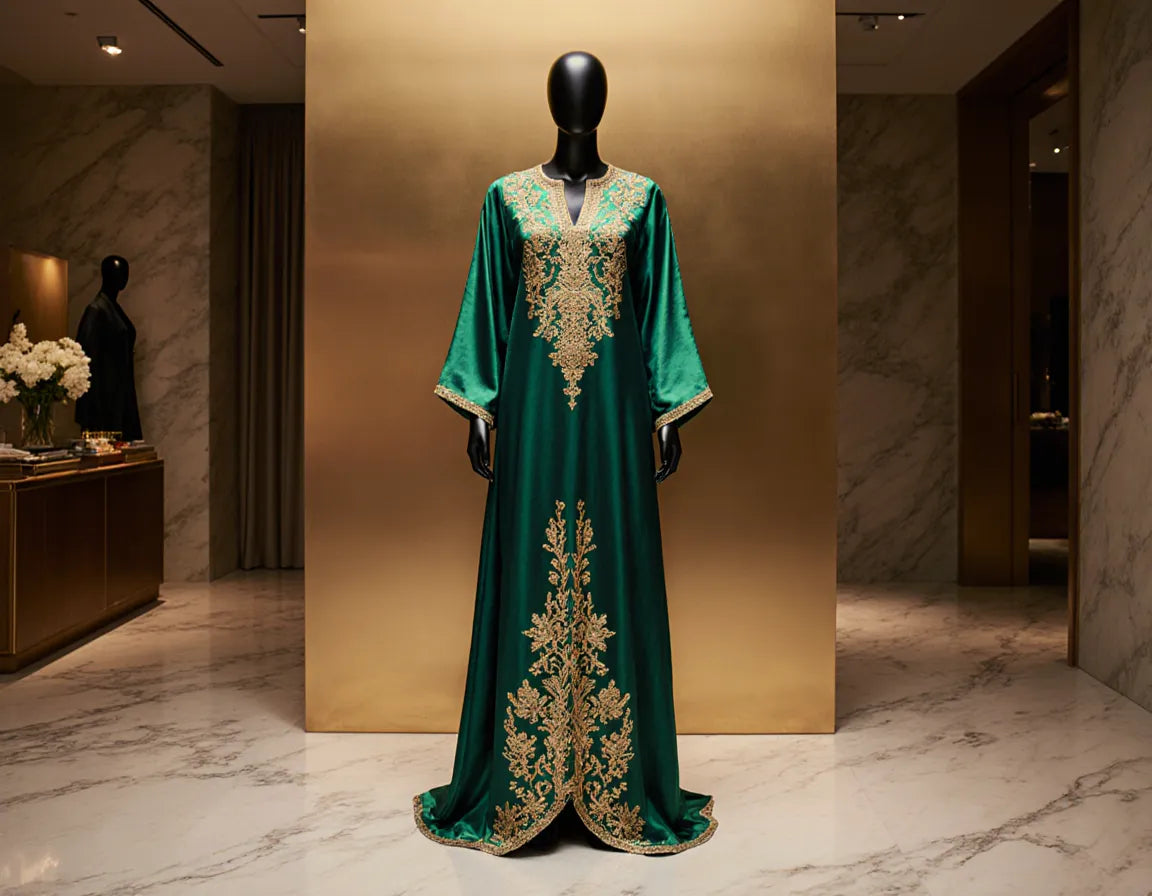 Zureea hero - emerald kaftan full length high res