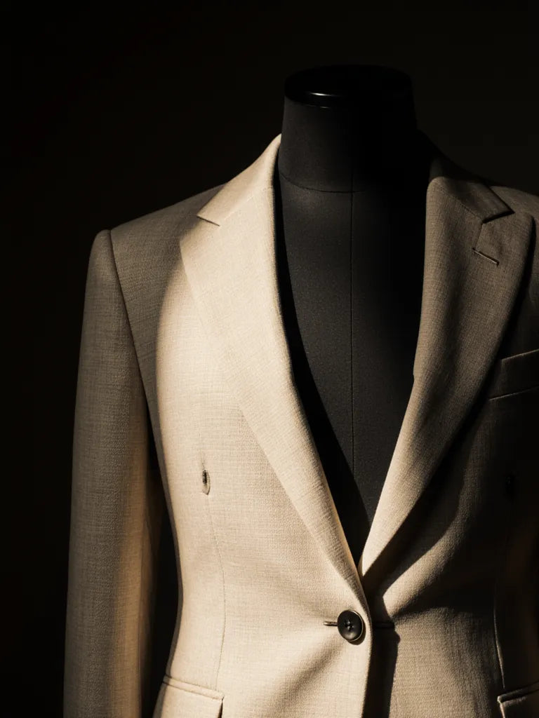 Structured Linen Blazer - luxury black mannequin shot
