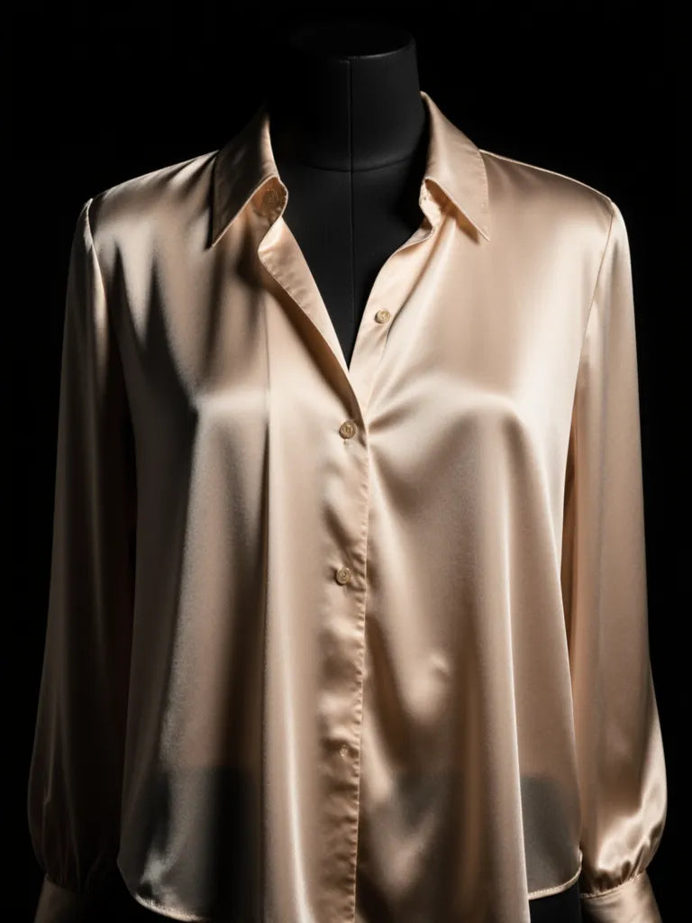 Silk Charmeuse Blouse - luxury black mannequin shot