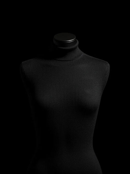 Merino Wool Turtleneck - luxury black mannequin shot