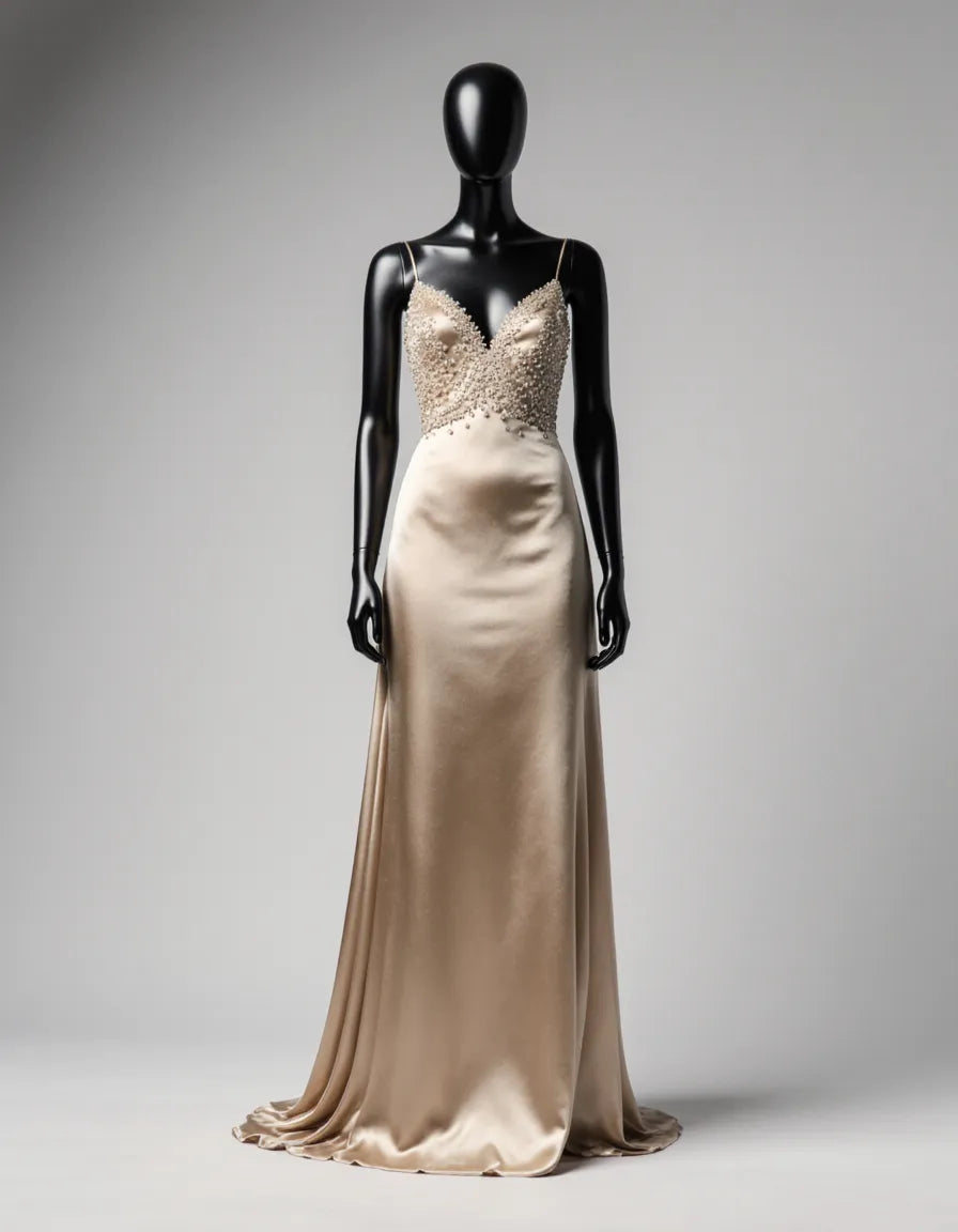 Champagne gold dress full length high res